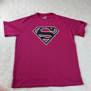 Under Armour  Superman Pink Heat Gear T-shirt Rare Men's size Large
